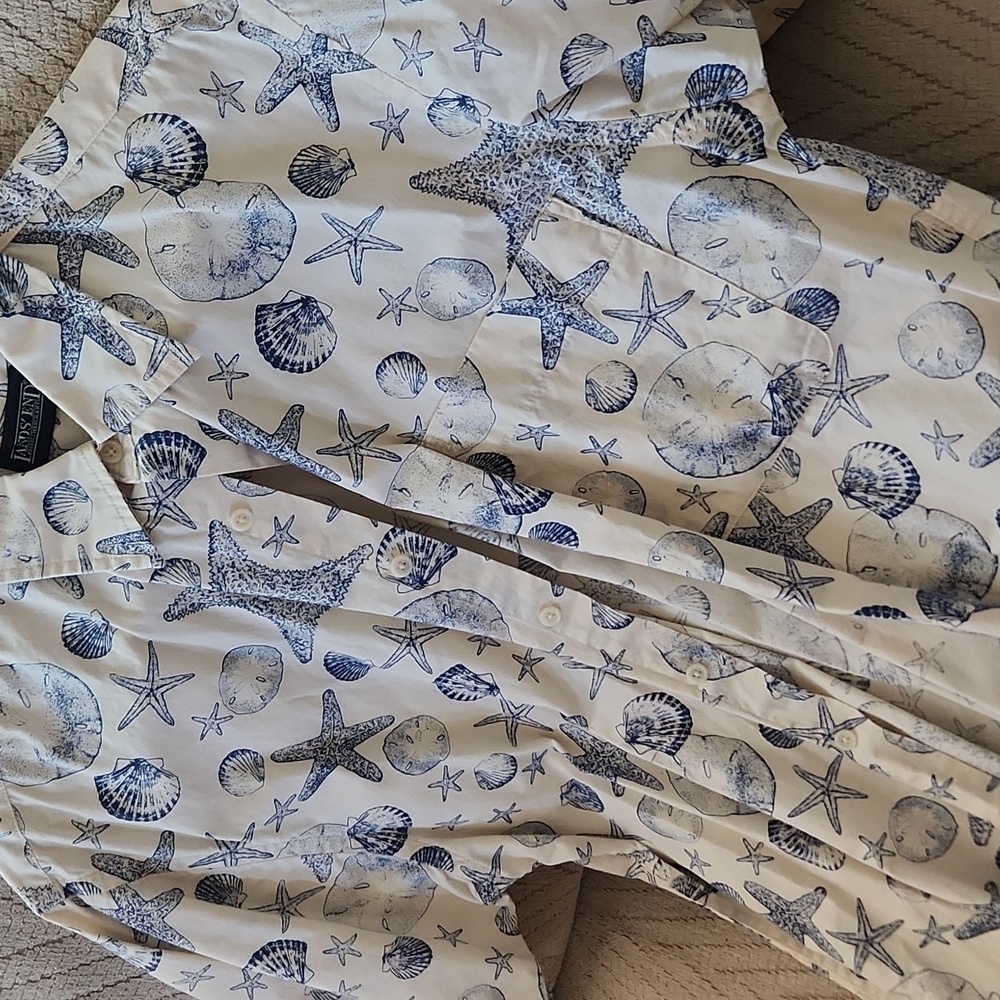 Vintage Sea Shell Print Men's Shirt - Picture 2 of 3